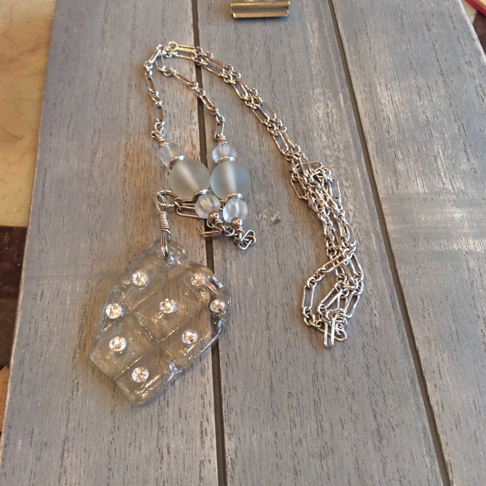 💯 authentic sterling silver sea glass pendant